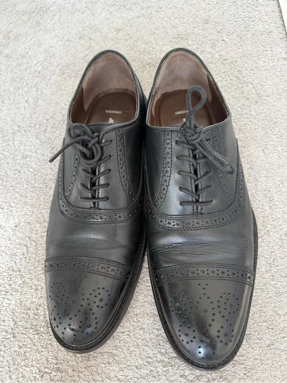 Johnston & Murphy Black Leather Wingtip Derby Oxfords